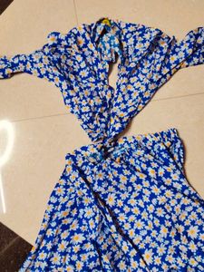 Blue Floral Cut-Out Maxi Dress