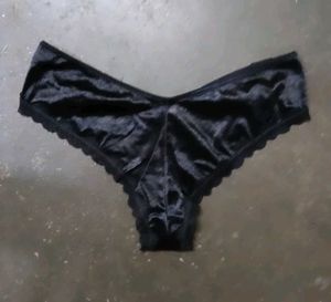 Black Lace Satin Panty