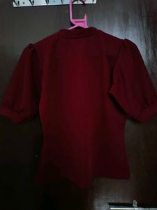 Burgundy Puff Sleeve Top