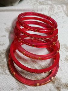 Red Glass Bangles Set