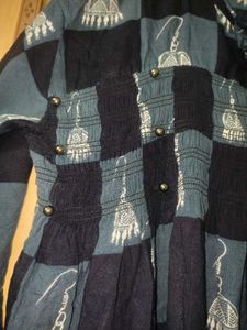 Women's Blue &amp; Black Checked Printed Top | Size L