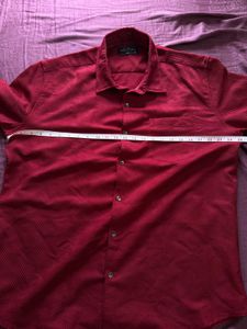 Men's Red Corduroy Button-Up Shirt