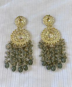 Designer Partywear Long Stone Studded Earrings