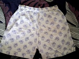 White Floral Print Lounge Shorts