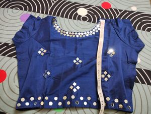 #Navaratri Blouse # Mirror Work Blouse (Navy Blue)