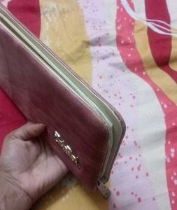 🌷ZARA Pink Suede Zip Around Wallet