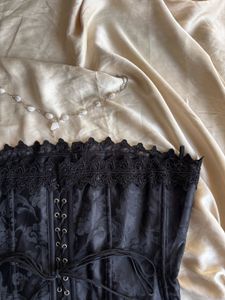 Lace Trimmed Brocade Corset Top