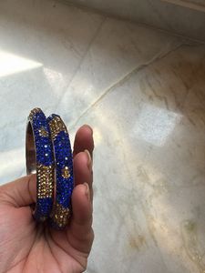 Sparkling Blue &amp; Gold Bangles
