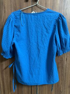 Vibrant Blue Textured Wrap top