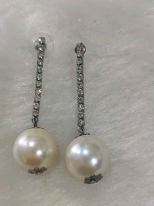 Elegant Pearl & diamond Dangle Earrings