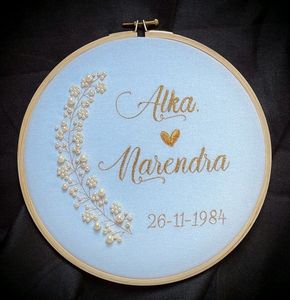 Hand Embroidered Couple Name Hoop