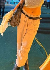y2k vintage studded cargo capri style pants