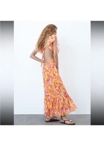 Zara Limited Edition floral Cutout Maxi Dress