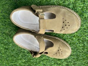 Imported Olive Green T-Strap Shoes From Paris