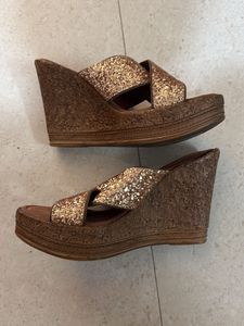 catwalk wedges | golden| size -40