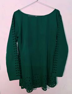 Green Cut-Out Sleeve Kurta