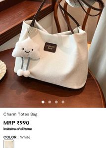 Stylish Off-White Textured Tote Bag