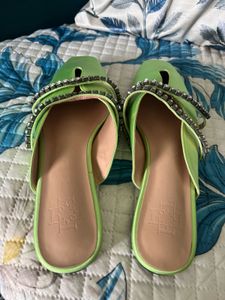 Sparkling Lime Green Heeled Sandals
