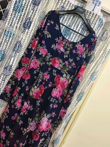 Varanga Navy Floral Print Kurta