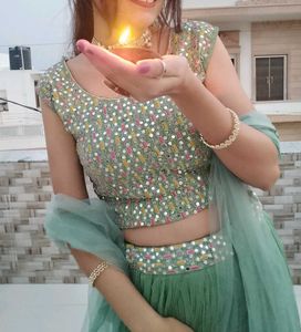 Sparkling Mirror Work Lehenga Choli Set