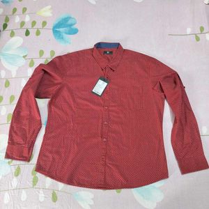 HERE&amp;NOW Men Red &amp; White Regular Fit Printed Shirt