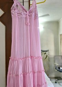 Sheer Pink Lace Nightgown