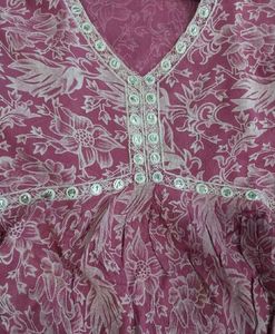 Pink Floral Kurta Set With Pajama