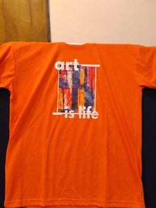 Orange "Art is Life" Graphic T-Shirt
