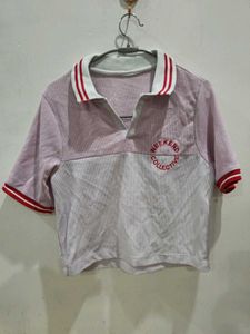 Pink &amp; White Collared Polo Shirt