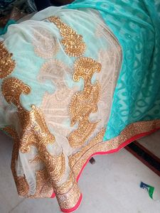 Heavy Work Net Half Saree Type Saree Used Two Times Only Like New
