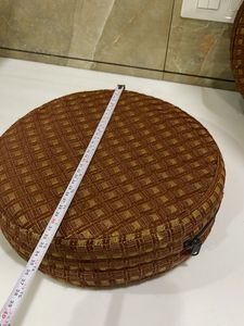 Set of 2 Round Woven Decorative Pillows