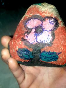 Hand-Painted Floral Art Stone