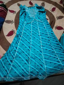 Beautiful Teal Bandhani Kurta Set