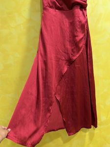 Satin Midi Wrap Dress