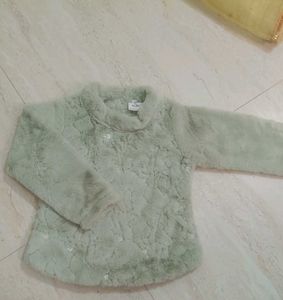 🧸 Cute Girls Mint Green Fuzzy Winter Top | Full S