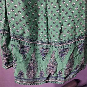 Boho Green Floral Print Summer Top