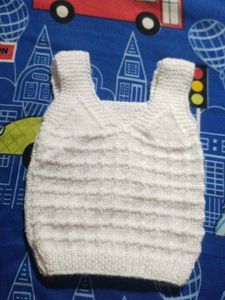 Hand-Knitted White Baby Vest