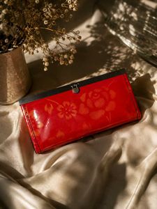 Red Floral Clutch Wallet