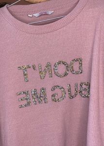 Sparkly Slogan Ribbed Top