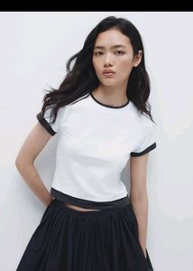 White Ringer Tee with Black Trim