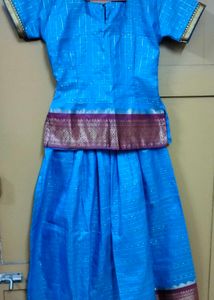 Light Blue Pattu Pavada(Traditional Pattern)