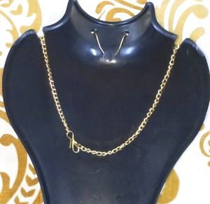 Neck pendent chain Gold silver eyerring Combo evil