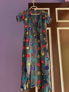 Colorful Embroidered Sheer Kurta shrug