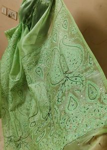 tissue fabric aari an kadana hand work 💯 saree