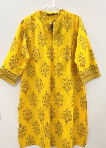 Yellow Printed Kurta