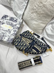 Dior Saddle Bag - Navy Oblique Canvas