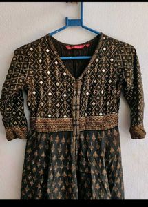 Elegant Olive &amp; Gold Ethnic Gown