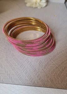 Pink &amp; Gold Bangle Set