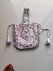 Pink Potli Bag with Mirror Work