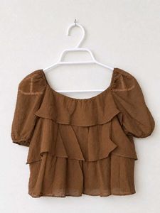 Tiered Ruffle Square Neck Top